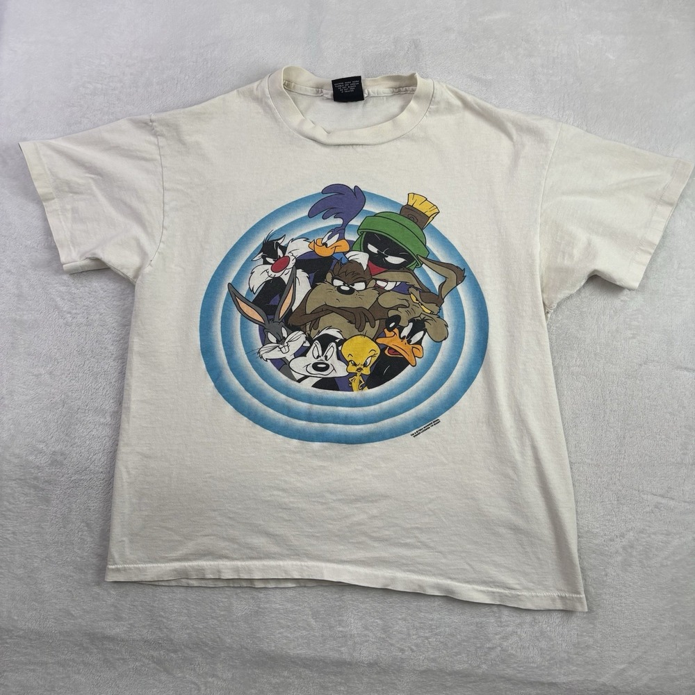 VTG Giant 1993 Looney Tunes White Short Sleeve Graphic Shirt Men's XL